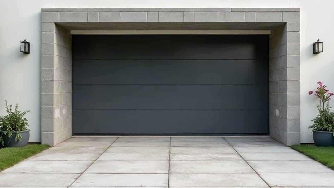 Ouverture neuve à linteau béton et jambages en blocs dans un mur enduit à Locmiquélic